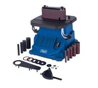 Scheppach Amoladora de husillo oscilante OSM600 | Potencia 450 W | Mesa de aluminio regulable hasta 45° | Oscilación de 16 mm | Incluye 5 casquillos de lijado y 4 rodillos de lijado de goma (modelo