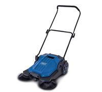 Scheppach Barredora S800 barredora de mano | 650 mm de ancho | 2600 m²/h de superficie | cesta de 20 L | eficaz sistema de barrido de 3 cepillos | adecuado para hojas, arena, grava y césped