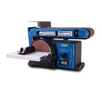 Scheppach BTS800Vario Lijadora de banda y disco, Velocidad variable, Pantalla LCD de velocidad, Potencia absorbida 400 W, Banda abrasiva 914x100 mm, Muela de 150 mm, Guía de ángulo