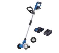 Scheppach Cepillo para malas hierbas con batería C-FR100-X con función telescópica, diámetro del cepillo: 115 mm, brazo guía 93-123 cm, velocidad de rotación 1200 min-1, serie IXES de 20 V, con