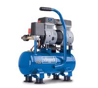 Scheppach HC08Si Compresor ultra silencioso | 8bar | Depósito de 6L | 1,5 CV / 1100 W | Libre de aceite y mantenimiento reducido | Flujo de succión 162 L/min | Compresor silencioso