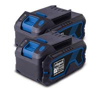 Scheppach Juego de 2 baterías de iones de litio de 4 Ah, 20 V, serie IXES de 20 V, tiempo de carga aprox. 60 - 120 minutos (dependiendo del cargador) | 3 niveles de pantalla LED | protección contra
