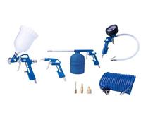 Scheppach Juego de accesorios de aire comprimido, 8 piezas, para compresores Scheppach | pistola de pintura, medidor de inflado de neumáticos, pistola de soplado, manguera pulverizadora de aire
