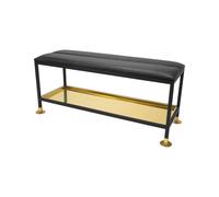 Scherlin Banco con zapatero 11 Negro/latón. cojín para silla cuero negro