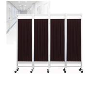 Schermo Divisorio Per La Privacy Medico A 4 Pannelli Con Ruote, Separador De Ambientes Temporal Plegable De 1,8 M De Alto, Tela De Seda De Nailon Extraíble(Brown)