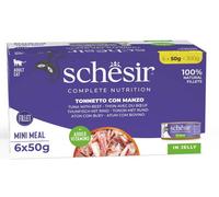 Schesir Adult Atún con Buey en Gelatina Lata para Gatos 6 x 50 gr