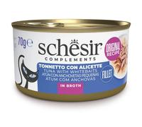 Schesir Adult Filetes de Atún con Anchoas en Caldo Lata para Gatos 70 gr