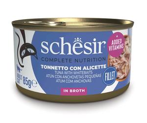 Schesir Adult Filetes de Atún con Anchoas en Caldo Lata para Gatos 85 gr