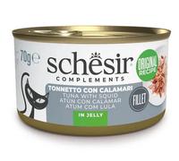 Schesir Adult Filetes de Atún con Calamar en Gelatina Lata para Gatos 12 x 70 gr