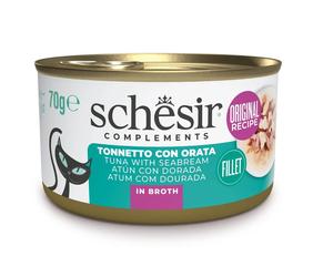 Schesir Adult Filetes de Atún con Dorada en Caldo Lata para Gatos 70 gr