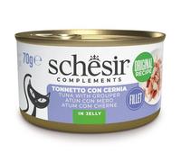 Schesir Adult Filetes de Atún con Mero en Gelatina Lata para Gatos 6 x 70 gr