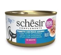 Schesir Adult Filetes de Atún con Pescado Azul en Caldo Lata para Gatos 70 gr