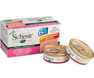 Schesir Adult Filetes de Pollo con Jamón en Gelatina Lata para Gatos 50 gr