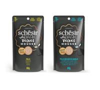 Schesir After Dark | Alimento Húmedo para Gatos | Variedad Velvet Mousse | Pack De 2 | 24 x 80 Gr | (24x80Gr, Mousse Pollo + Mousse Pollo con Huevo DE CODORNIZ)