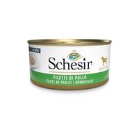 Schesir, alimento húmedo para cachorros con sabor a filetes de pollo con aloe preparados en gelatina blanda, total de 2,7 kg (18 latas de 150 g)