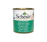 Schesir, Alimento Húmedo para Perros Adultos Sabor Pollo con Espinacas, Filetes En Suave Gelatina - Total 4,56 Kg (16 Latas De 285 G)