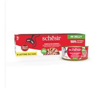 Schesir, Atún Claro con Gambas en Gelatina, Alimento Húmedo Completo para Gatos, en Lata, Ingredientes 100% Naturales, Cruelty Free, 8 x 140g