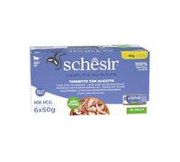 Schesir, Atún con Anchoas En Gelatina, Alimento Húmedo Complementario para Gatos, con Vitaminas Añadidas, 100% Natural, Cruelty-Free, 6 X 50g