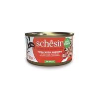 Schesir Atún con Gambas en Gelatina, Comida Húmeda para Gatos, en Latas, 100% Natural, con Vitaminas Añadidas, 12 x 85g