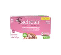 Schesir Atún con Jamón en Gelatina, Comida Húmeda para Gatos, en Latas, 100% Natural, con Vitaminas Añadidas, 48 Latas De 50g