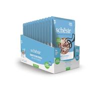Schesir, Atún con lubina, en gelatina, alimento húmedo Completo para Gatos, en Bolsa, Ingredientes 100% Naturales, sin crueldad, 12 x 85 g