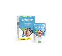 Schesir, Atún con Lubina en Gelatina, Alimento Húmedo Completo para Gatos, en sobre, Ingredientes 100% Naturales, Cruelty Free, 6 x 85g