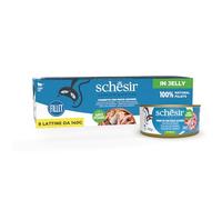 Schesir, Atún con Pescado Azul En Gelatina, Alimento Húmedo Completo para Gatos, En Lata, con Vitaminas Añadidas, 100% Filetes Naturales, Cruelty-Free, 8 X 140g