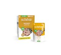 Schesir, Atún con Pollo en Gelatina, Alimento Húmedo Completo para Gatos, en sobre, Ingredientes 100% Naturales, Cruelty Free, 6 x 85g