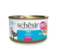 Schesir Atún en Caldo 70 g - comida húmeda natural para gatos adultos - 12 unidades