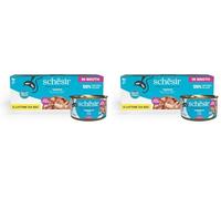 Schesir, Atún en Caldo, Comida Húmeda Completa para Gatos, en Lata, con Vitaminas Añadidas, 100% Natural, 6 x 85 g (Paquete de 2)