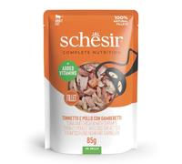 Schesir Adult Filetes de Atún y Pollo con Gambas en Gelatina Sobre para Gatos 12 x 85 gr