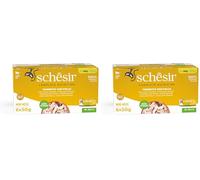 Schesir, Atún y Pollo en Gelatina, Alimento Húmedo para Gatos Adultos, en Lata, Filetes 100% Naturales, 6 x 50g (Paquete de 2)