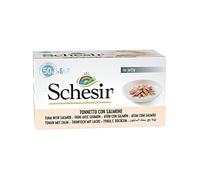 Schesir Cat-Jalea de atún con salmón, Comida húmeda para Gatos, 1 x 6 latas x 50 g