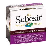 Schesir comida humeda gatos, Filetes de pollo y arroz, lata 85 grs