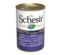 Schesir, Comida húmeda para Gatos Adultos, Sabor bacoreta con filetes de Carne de Buey en gelatina Blanda - Total 3,36 kg (24 latas x 140 gr)