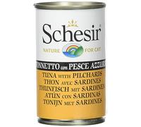 Schesir, Comida Húmeda para Gatos Adultos, Sabor Bacoreta con Pescado Azul, Preparado en Gelatina Blanda - Total 0,84 kg (6 latas x 140 gr)