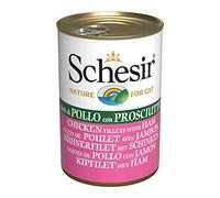 Schesir, Comida húmeda para Gatos Adultos, Sabor filetes de Pollo con jamón en gelatina Blanda - Total 3,36 kg (24 latas x 140 gr)