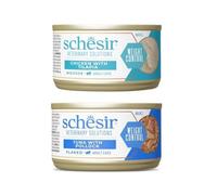 Schesir Dieta - Comida Húmeda para Gato - Dieta Weight - Varias Mezclas Y Sabores - 8x80Gr (8x80Gr, 4X Pollo Mousse 4X Atún)