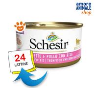 Schesir Adult Filetes de Atún con Pollo en Caldo Lata para Gatos 85 gr