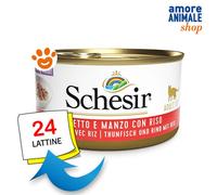 Schesir Adult Filetes de Atún con Ternera en Caldo Lata para Gatos 85 gr