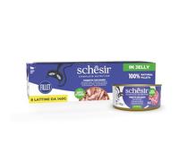 Schesir, Filetes de Atún con Ternera en Gelatina, Alimento Húmedo Completo para Gatos, En Lata, Ingredientes 100% Naturales, Libre de Crueldad, 8 x 140g