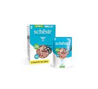 Schesir, Filetes de Atún en Gelatina, Alimento Húmedo Completo para Gatos, en sobre, Ingredientes 100% Naturales, Cruelty Free, 6 x 85g