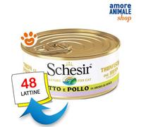 Schesir Gato Atún Con Filetes De Pollo En Caldo De Pescado Gatos 70 Gr
