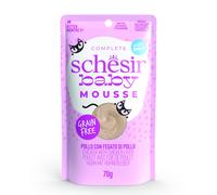 Schesir Baby, Filetes de Pollo con Hígado en Mousse, Alimento Húmedo Completo para Gatitos, Sin Cereales, con DHA y Taurina, Refuerza el Sistema Inmunológico, Rico en Hidratación, 12 x 70g