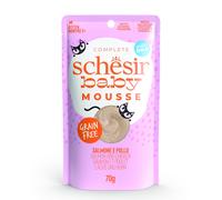 Schesir Baby, Filetes de Pollo con Salmón en Mousse, Alimento Húmedo Completo para Gatitos, Sin Cereales, con DHA y Taurina, Rico en Hidratación, 12 x 70g