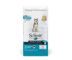 Schesir -Medium Adult Mantenimiento, Alto Contenido en Pescado, Schesir, pienso para Perros Adultos de tamaño Mediano, Sabor Pescado, línea Mantenimiento, croquetas - Formato Bolsa de 12 kg