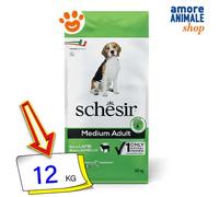 Schesir, Alimento seco para Perros Adultos, línea Mantenimiento, Rico en Cordero, tamaño Mediano, 12 kg