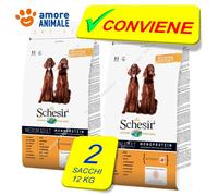 Schesir Perro Medio Adult Pollo Única Proteína 1/2/3 Sacos De 12KG para Perros
