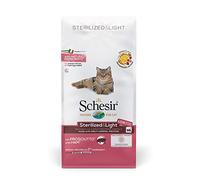 Schesir, pienso para Gatos Adultos esterilizados, línea Light con jamón, croquetas - Formato Bolsa de 10 kg