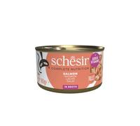Schesir, Salmón en Caldo, Comida Húmeda Completa para Gatos, en Latas, Con Vitaminas Añadidas, 100% Natural, 6 x 85g